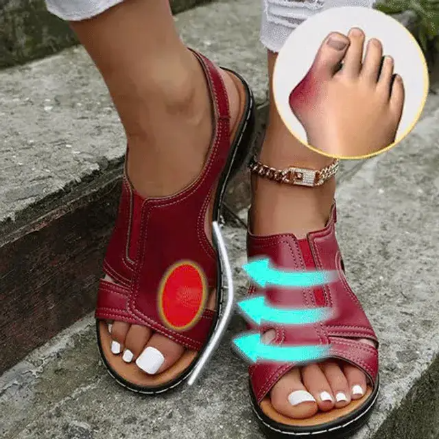 Women’s Wedge Orthopedic Sandals – Premium PU Leather Comfort Arch Support