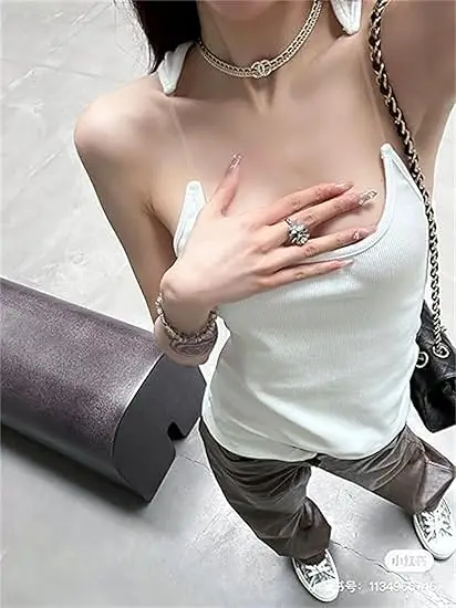 Invisible Strap Tank Top for Women – Thin Clear Strap Sexy Sleeveless Top