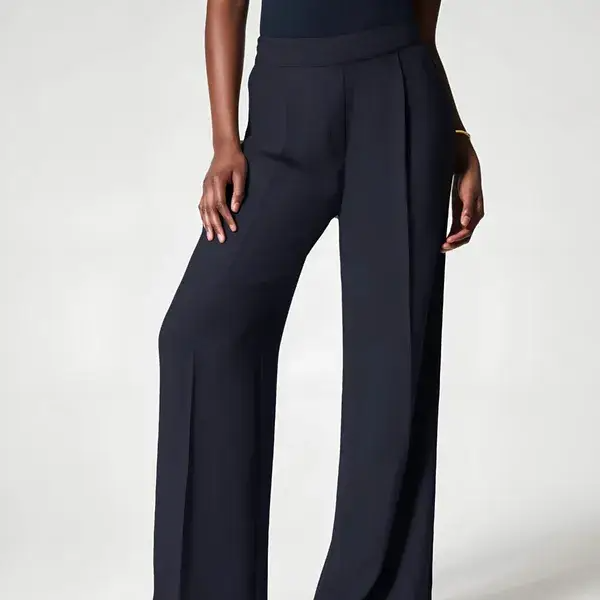 Crepe Pleated Women’s Trousers – High Waist, Lightweight Polyester