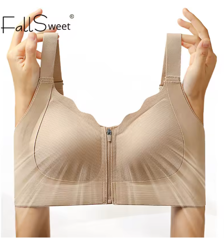 FallSweet Women's Sport Bra Front Zipper Wireless