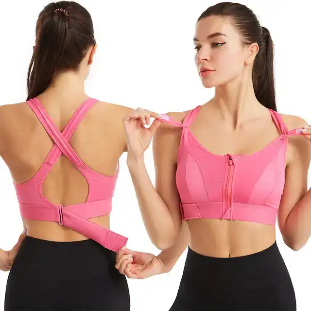 Women’s Sports Bra Crop Top with Front Zipper