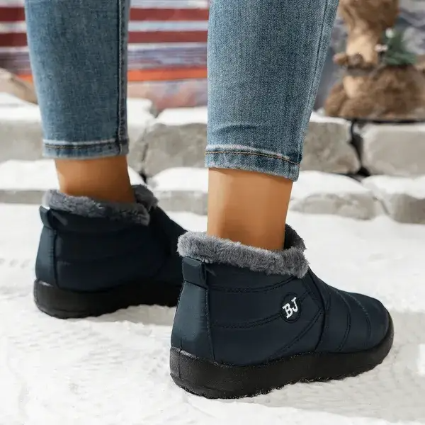 Women’s Warm Sheepskin-Lined Winter Boots – Cozy Anti-Slip PU Leather Boots