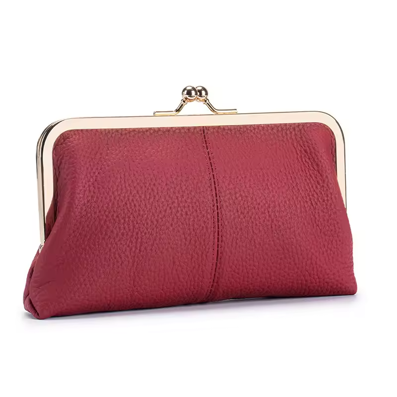 AndoBag Women’s Genuine Leather Kiss Lock Wallet
