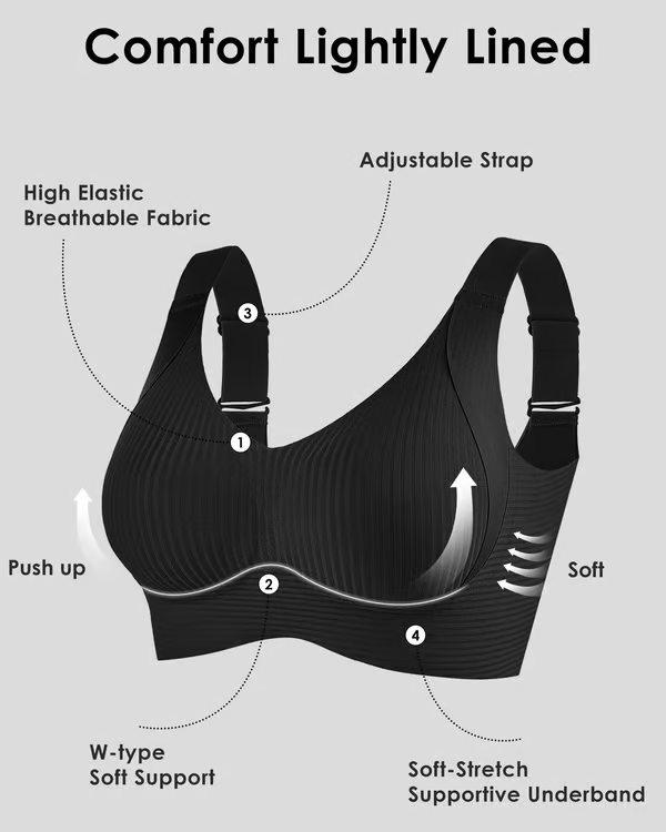 Women’s Wire-Free Push Up Bra – Seamless Skin-Friendly Everyday Comfort Bralette