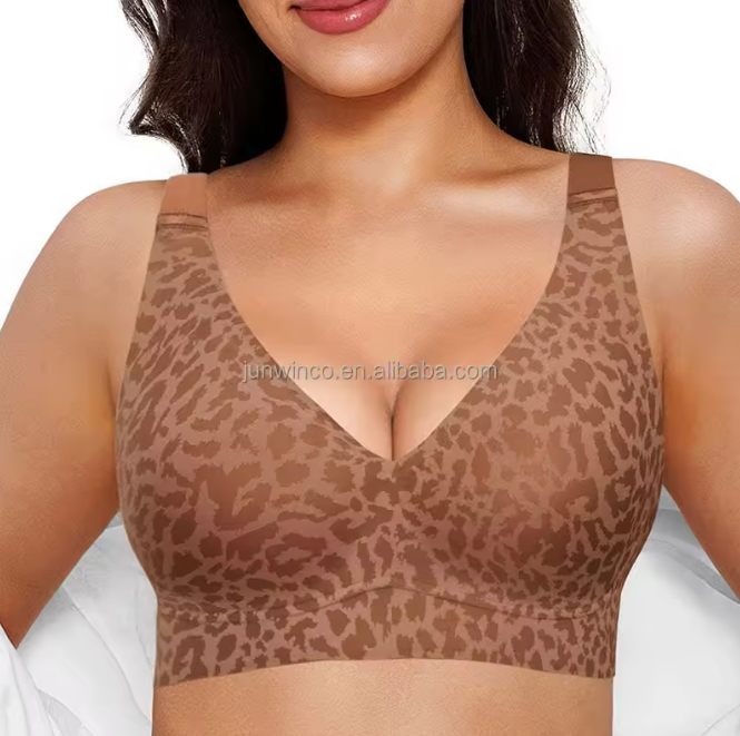 Deep V Padded Seamless Bralette Womens Bra Comfortable Back Closure Wireless Comfort Jelly Bras