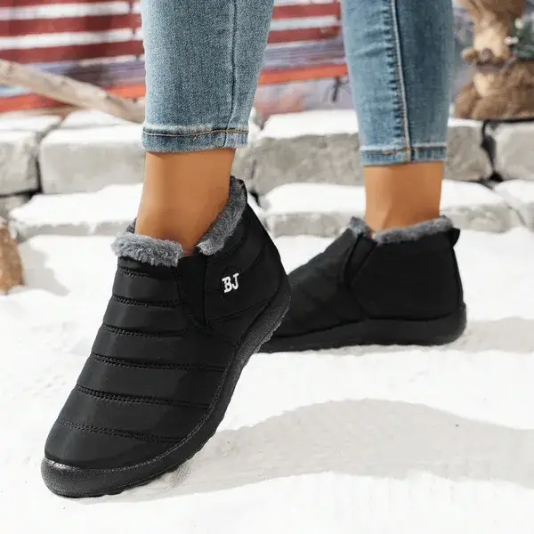 Women’s Warm Sheepskin-Lined Winter Boots – Cozy Anti-Slip PU Leather Boots