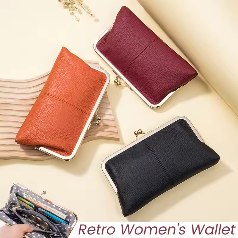 AndoBag Women’s Genuine Leather Kiss Lock Wallet