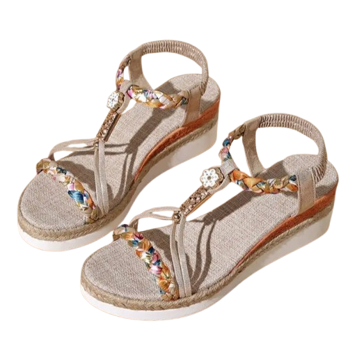 Bohemian Wedge Heeled Women’s Sandals – Stylish Summer Platform Shoes