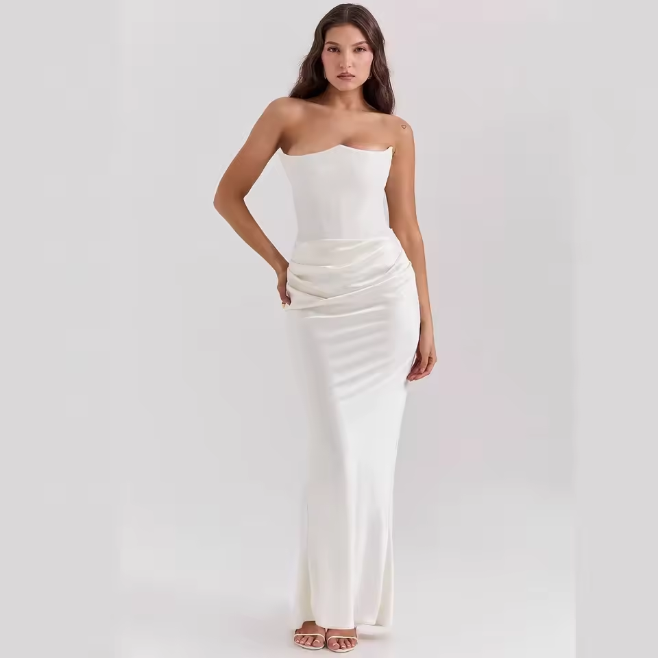 Women’s Strapless Fishtail Evening Gown – Slim Fit Long Dress
