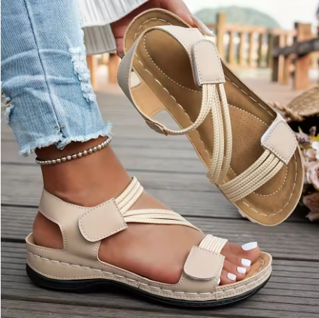 Ship By Standard Line -  Women's simple solid color wedge sandals