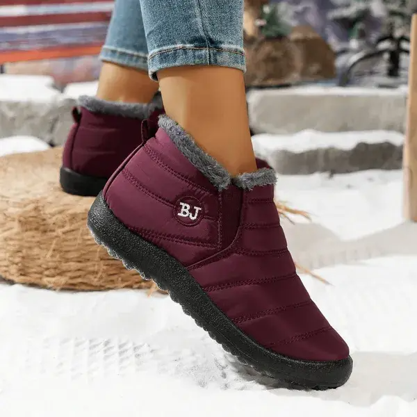 Women’s Warm Sheepskin-Lined Winter Boots – Cozy Anti-Slip PU Leather Boots