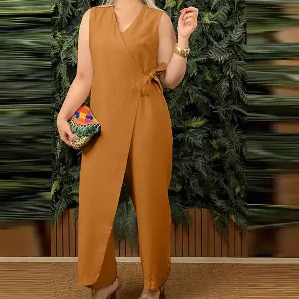 Women’s Casual V-Neck Sleeveless Jumpsuit