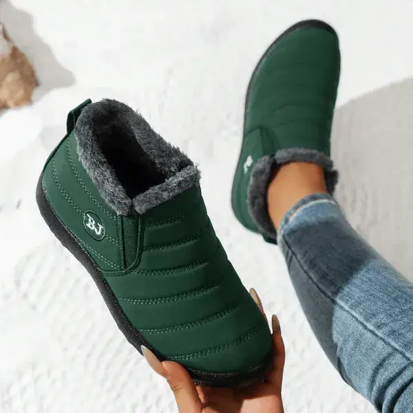 Women’s Warm Sheepskin-Lined Winter Boots – Cozy Anti-Slip PU Leather Boots