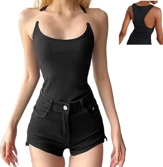 Invisible Strap Tank Top for Women – Thin Clear Strap Sexy Sleeveless Top