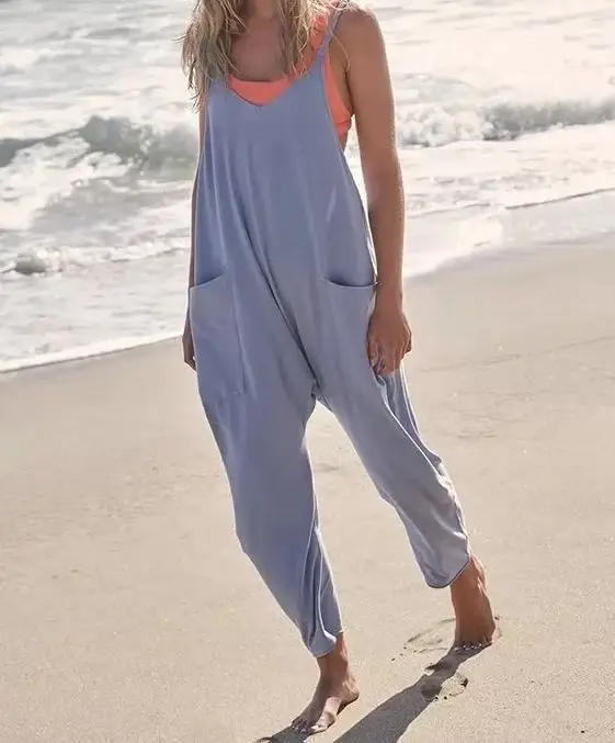 Women’s Casual Wide-Leg Jumpsuit – Loose Fit One-Piece