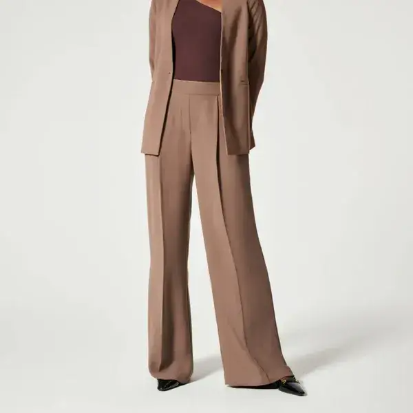 Crepe Pleated Women’s Trousers – High Waist, Lightweight Polyester