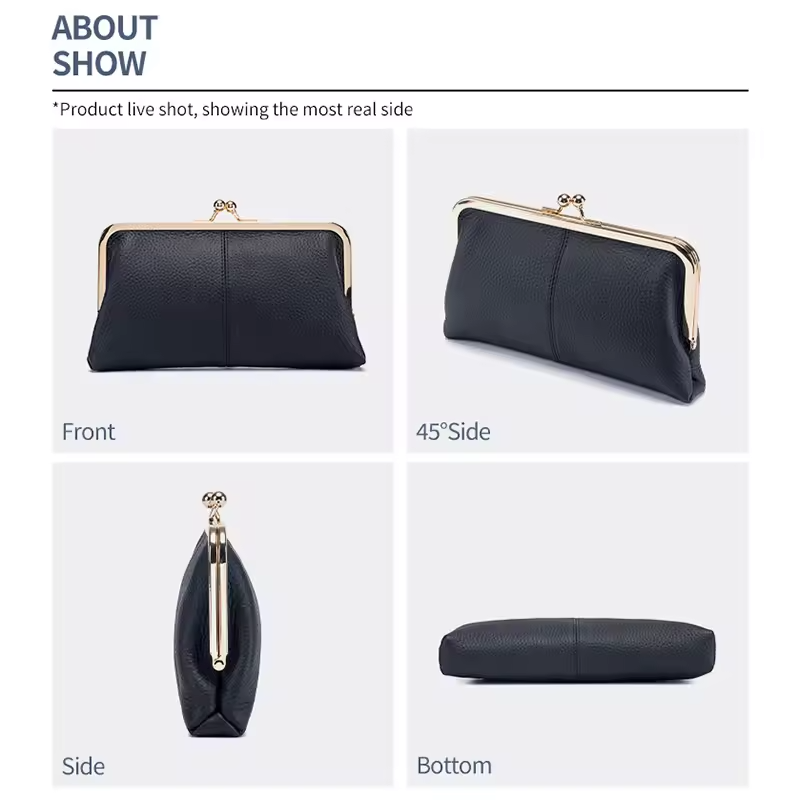 AndoBag Women’s Genuine Leather Kiss Lock Wallet