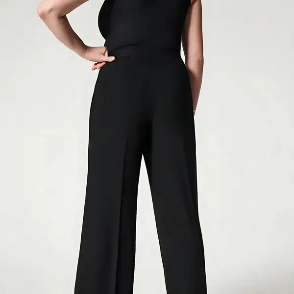 Crepe Pleated Women’s Trousers – High Waist, Lightweight Polyester