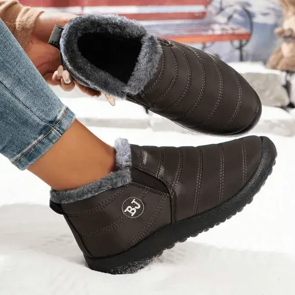 Women’s Warm Sheepskin-Lined Winter Boots – Cozy Anti-Slip PU Leather Boots