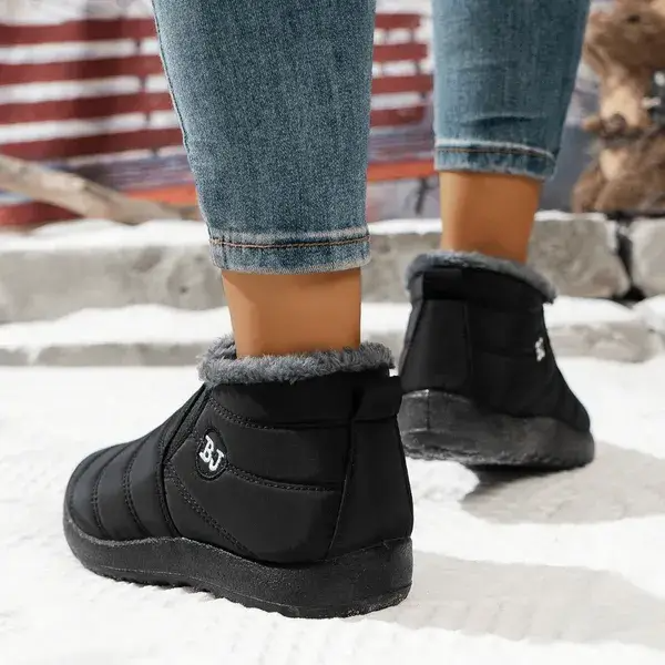 Women’s Warm Sheepskin-Lined Winter Boots – Cozy Anti-Slip PU Leather Boots