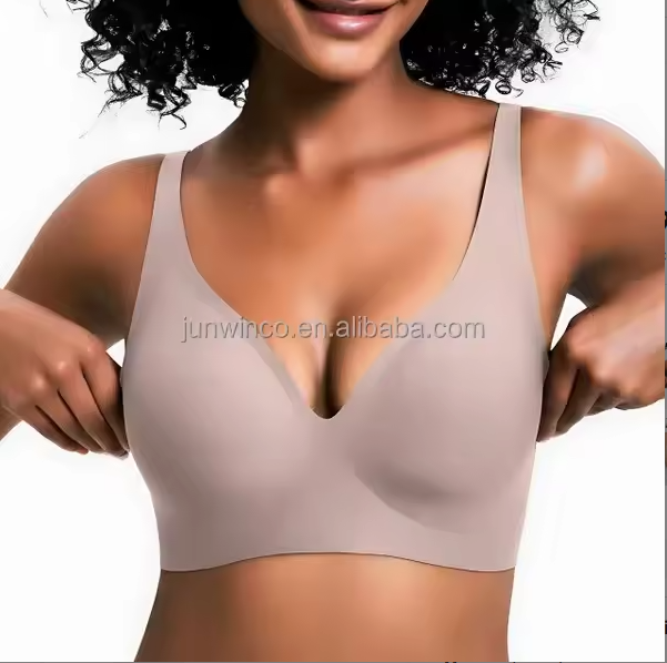 Deep V Padded Seamless Bralette Womens Bra Comfortable Back Closure Wireless Comfort Jelly Bras