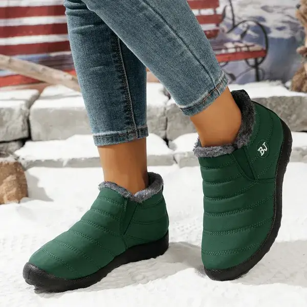 Women’s Warm Sheepskin-Lined Winter Boots – Cozy Anti-Slip PU Leather Boots
