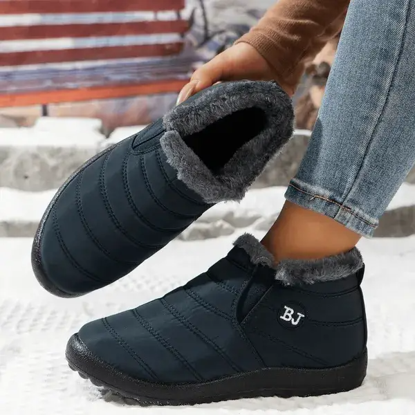 Women’s Warm Sheepskin-Lined Winter Boots – Cozy Anti-Slip PU Leather Boots
