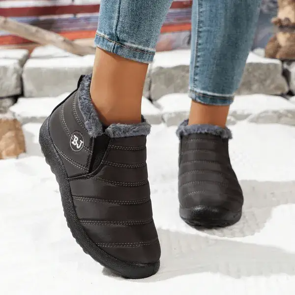 Women’s Warm Sheepskin-Lined Winter Boots – Cozy Anti-Slip PU Leather Boots