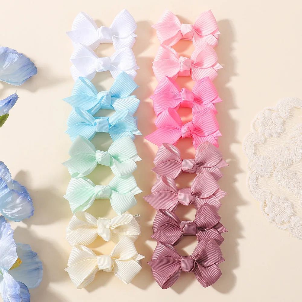 16pcs/set Cute Colorful Ribbon Hair Bows Clips for Baby Girls Handmade Bowknot Hairpin Barrettes Headwear Hair Accessories