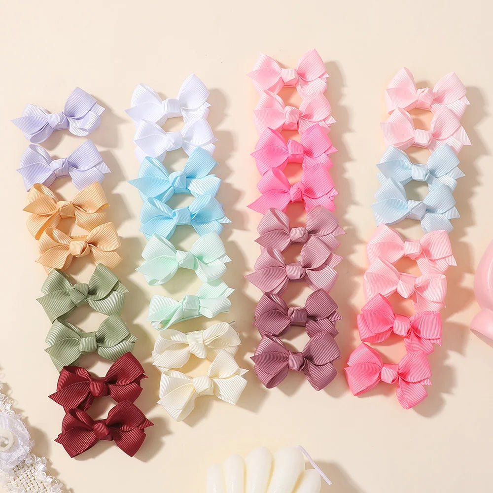 16pcs/set Cute Colorful Ribbon Hair Bows Clips for Baby Girls Handmade Bowknot Hairpin Barrettes Headwear Hair Accessories