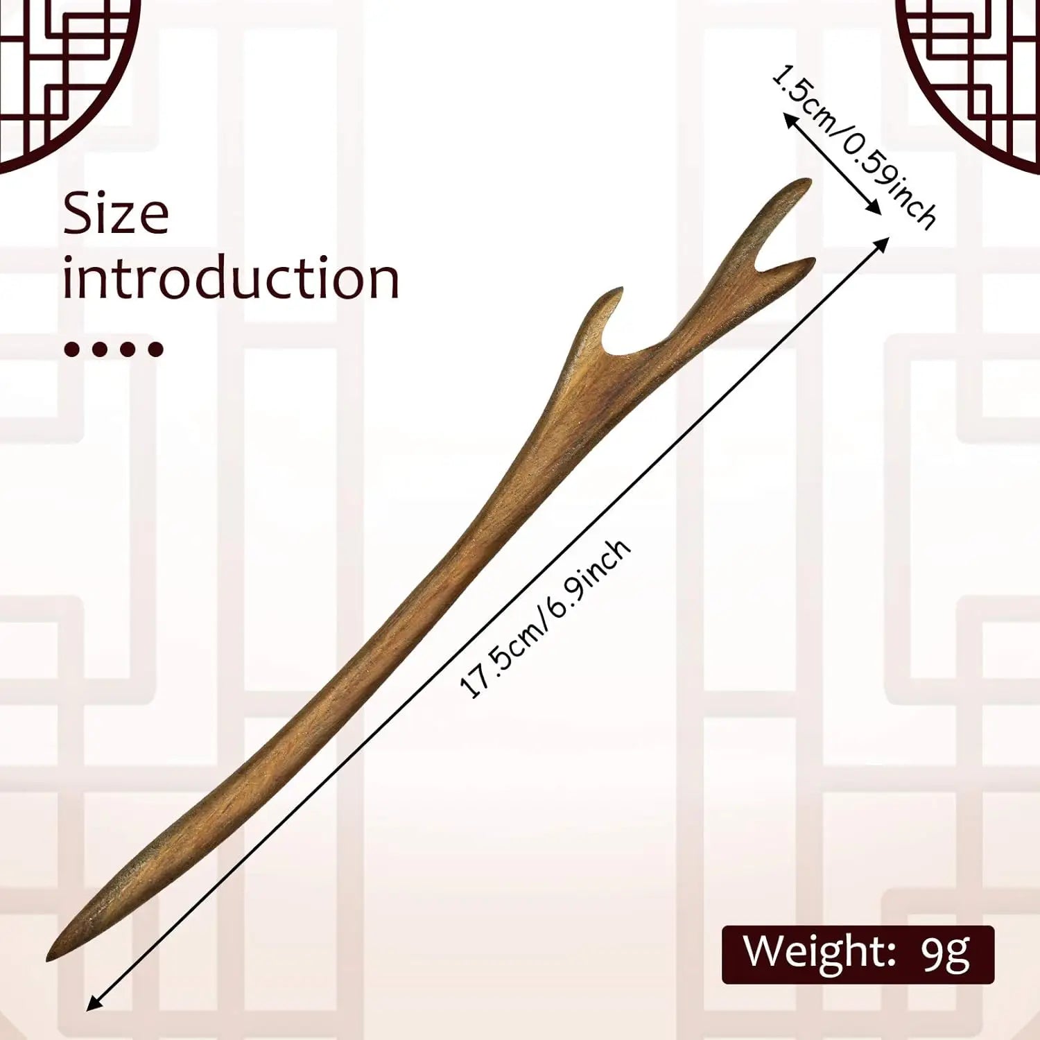 8 Wooden Hair Sticks Japanese Chopstick Bun Maker, Chinese Hairpin for Women Handmade Chignon Accessories Classic Pattern