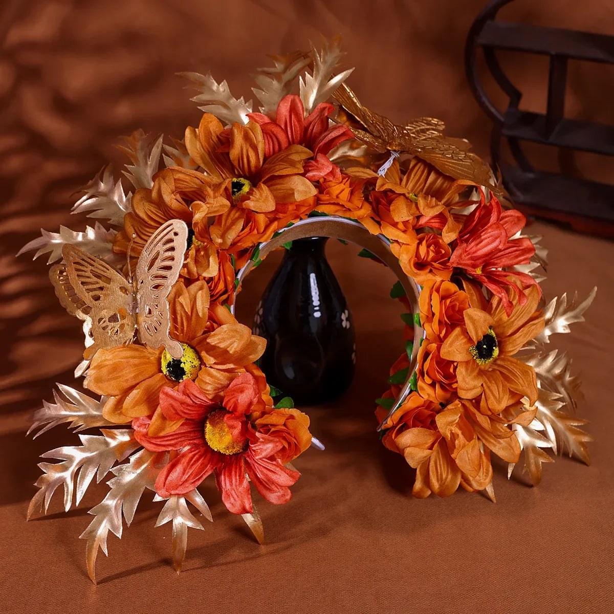Quanzhou Hairpin Flower Crown Ethnic Style Double-sided Integrated Hair Accessories Silk Flower Hair Ornaments Hanfu Accessories