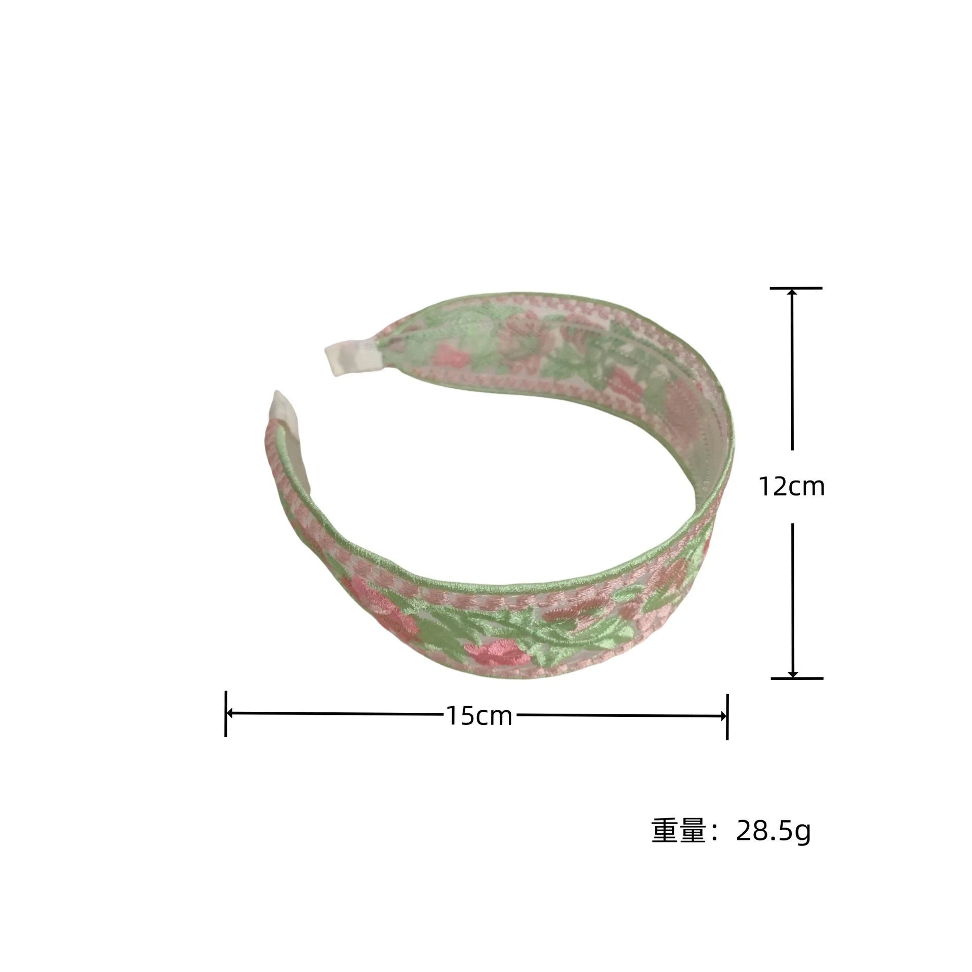 1 Pcs Pink Boho Floral Headband Embroidery Wide Hair Band,Bohemia Vintage Ethnic Style for Women Girls Hair Accessories
