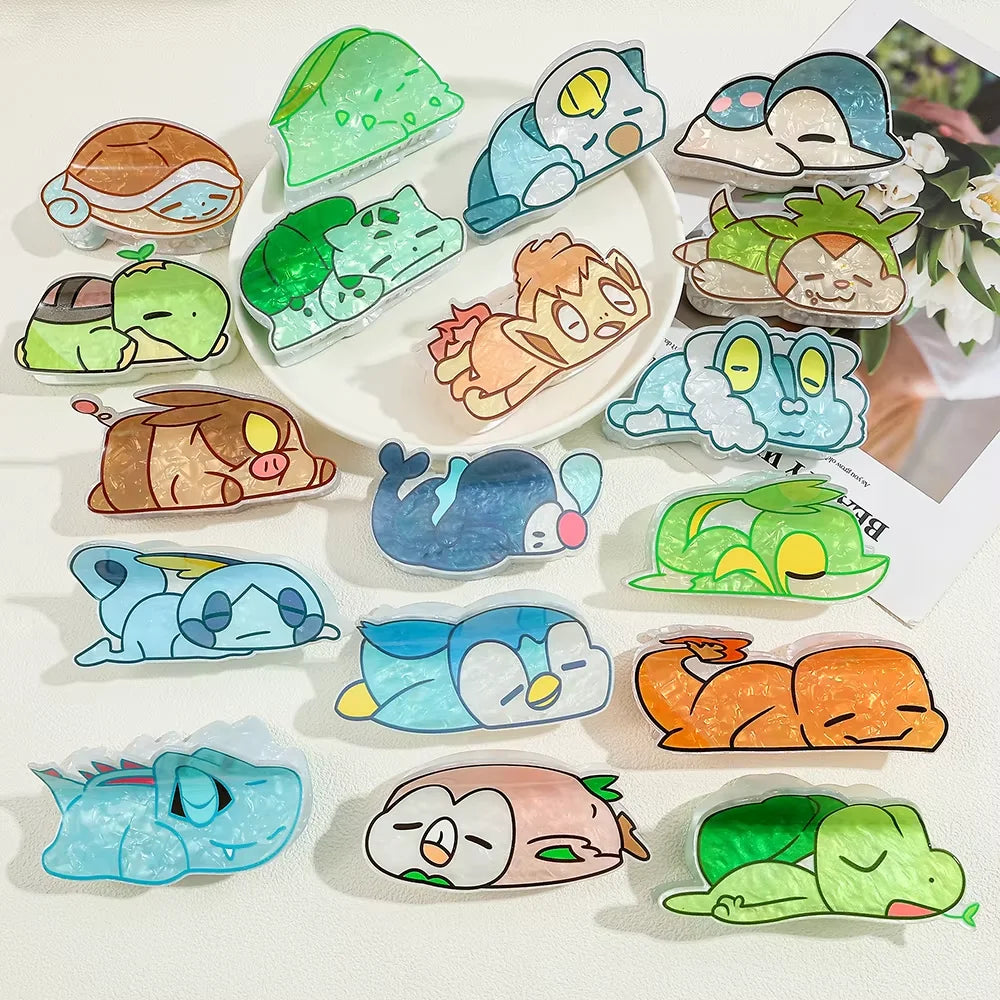 RANDOM 18PCS Pokémon Cute cartoon daily decorative headwear, hair accessories, gifts, fashionable and casual acrylic hair claws