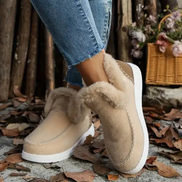 Women’s Soft Plush Slip-On Sneakers – Cozy, Lightweight & Comfortable Casual Shoes