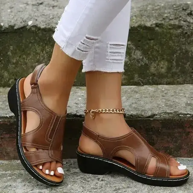 Women’s Wedge Orthopedic Sandals – Premium PU Leather Comfort Arch Support