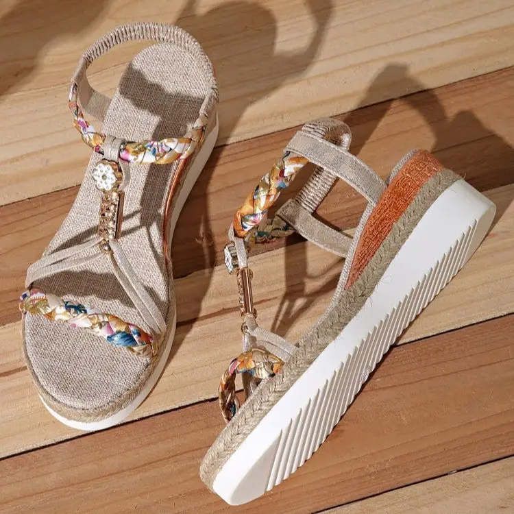 Bohemian Wedge Heeled Women’s Sandals – Stylish Summer Platform Shoes
