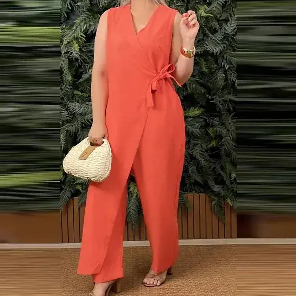 Women’s Casual V-Neck Sleeveless Jumpsuit