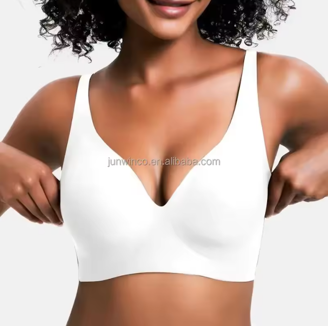 Deep V Padded Seamless Bralette Womens Bra Comfortable Back Closure Wireless Comfort Jelly Bras