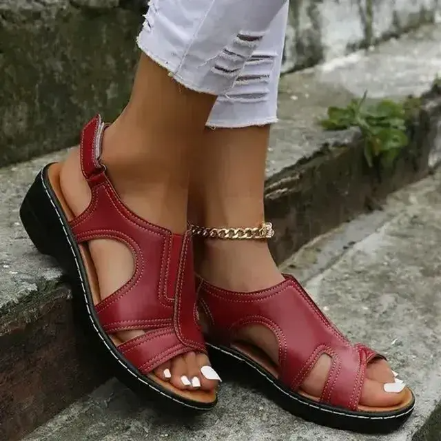 Women’s Wedge Orthopedic Sandals – Premium PU Leather Comfort Arch Support