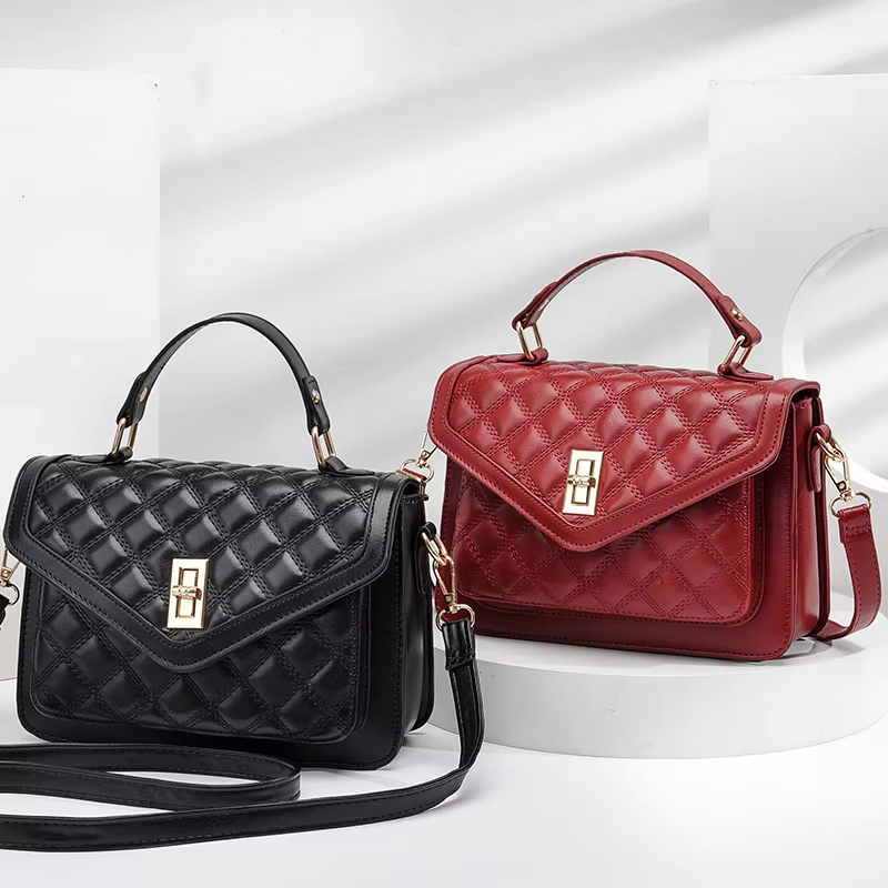 2025 Women’s PU Leather Shoulder Bag – Designer Small Square Messenger Handbag with Wallet