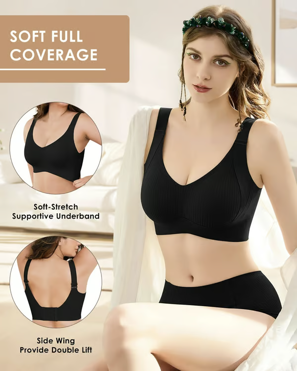 Women’s Wire-Free Push Up Bra – Seamless Skin-Friendly Everyday Comfort Bralette