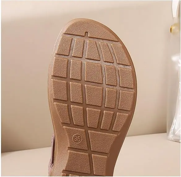 Women’s Bohemian Flat Sandals – Comfortable PU Summer Dressy Shoes