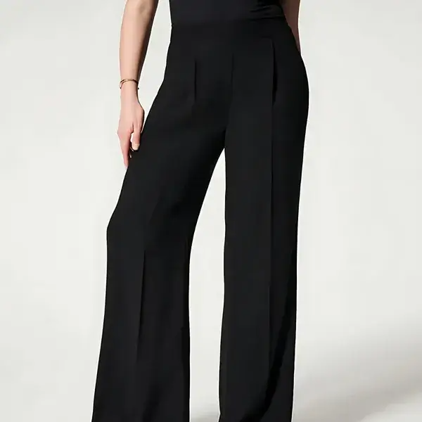 Crepe Pleated Women’s Trousers – High Waist, Lightweight Polyester