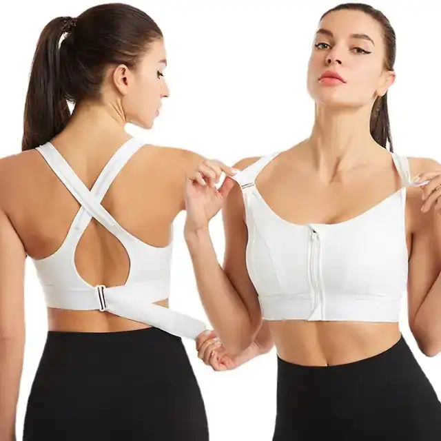 Women’s Sports Bra Crop Top with Front Zipper
