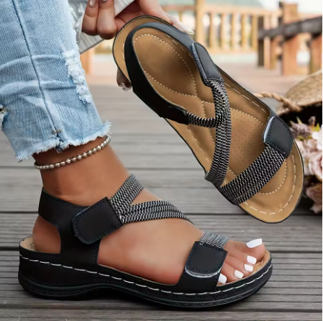 Ship By Standard Line -  Women's simple solid color wedge sandals