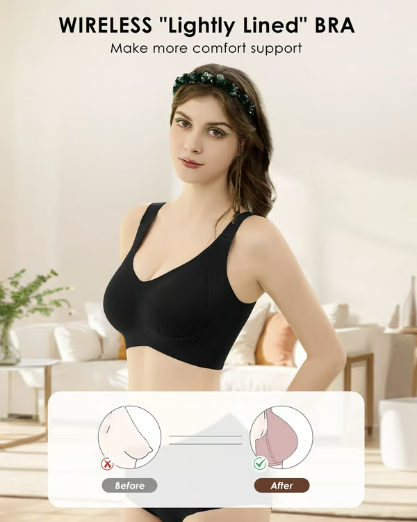 Women’s Wire-Free Push Up Bra – Seamless Skin-Friendly Everyday Comfort Bralette