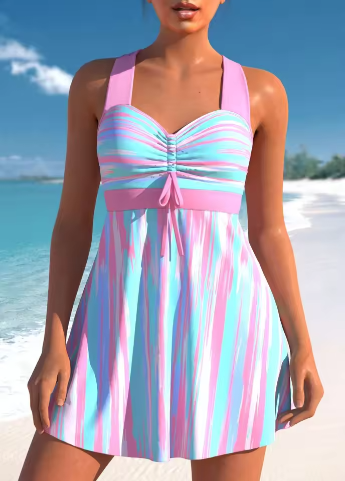 New Fashion Women’s Tankini Two Piece Swimsuit with Triangle Shorts