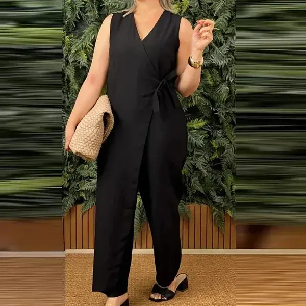 Women’s Casual V-Neck Sleeveless Jumpsuit