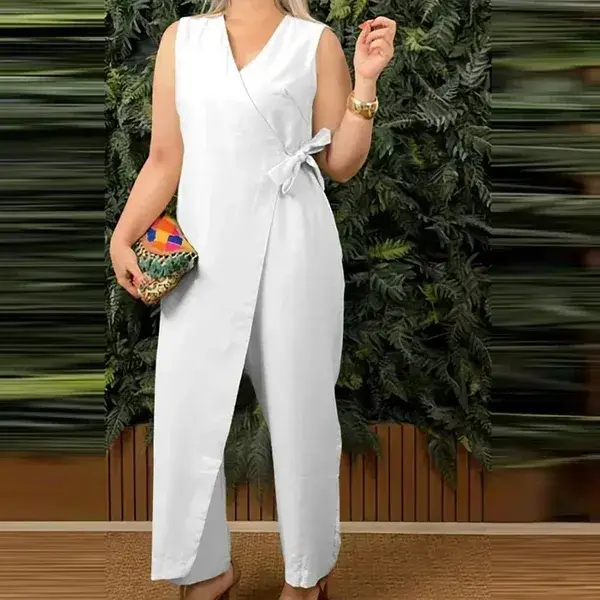 Women’s Casual V-Neck Sleeveless Jumpsuit